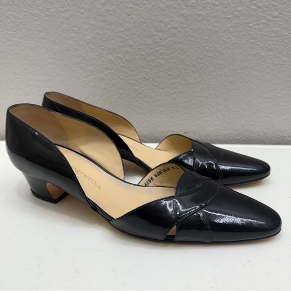 Silvia Fiorentina Low Heel Pumps Shoes Size 8 Black Patent Leather - Picture 5 of 10